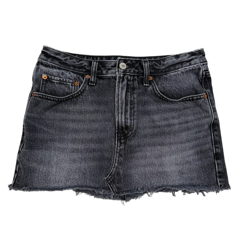 Abercrombie & Fitch Low Rise Black Denim Micro Mini Skirt Sz 26 Fairy Grunge Y2K